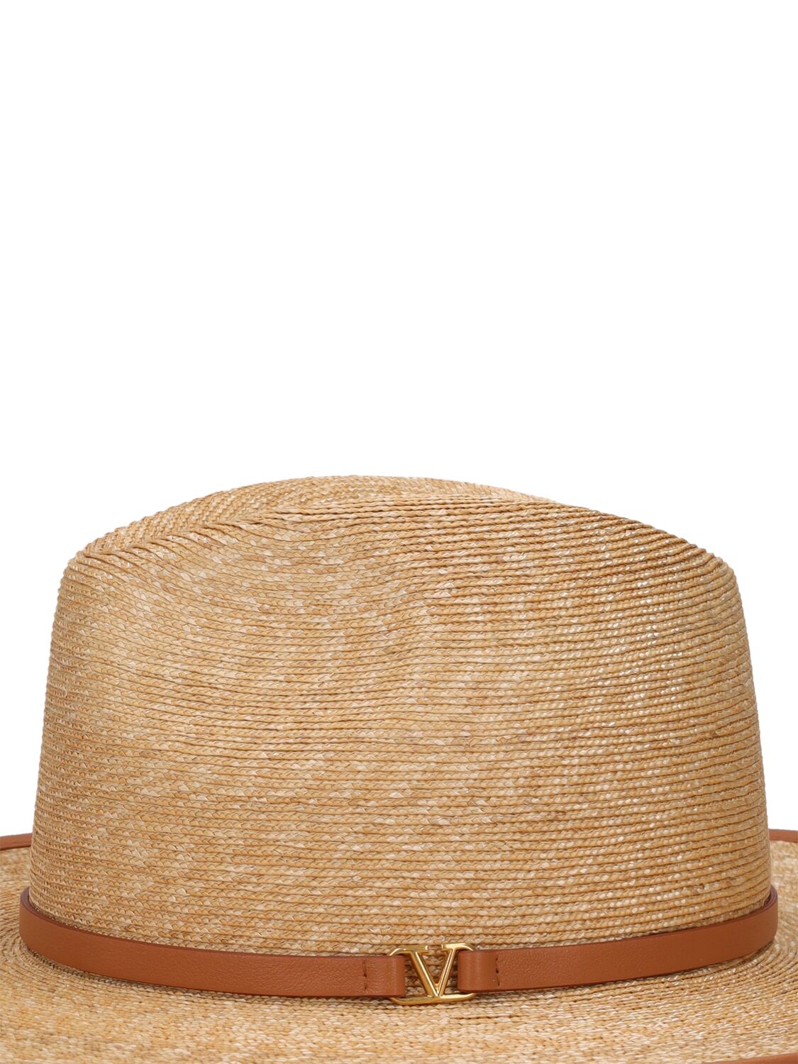 Shop Valentino Large V Logo Signature Brimmed Hat In Naturale,almond