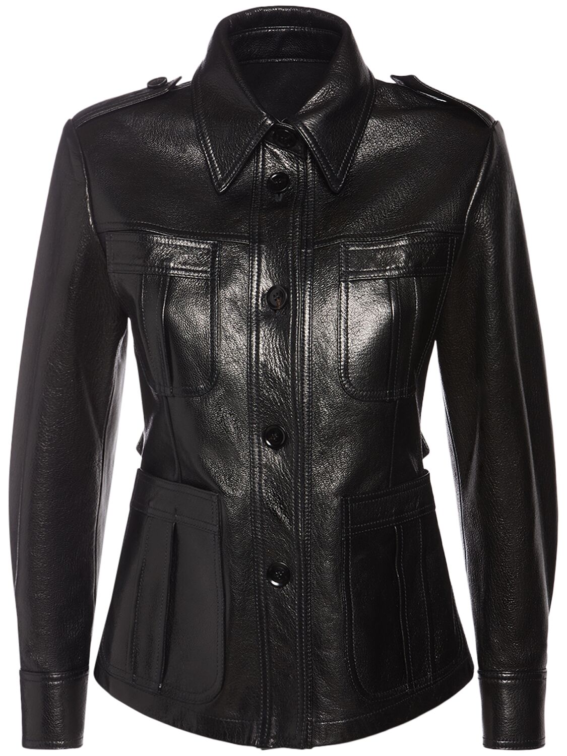 Tom Ford Grained Leather Jacket In Black