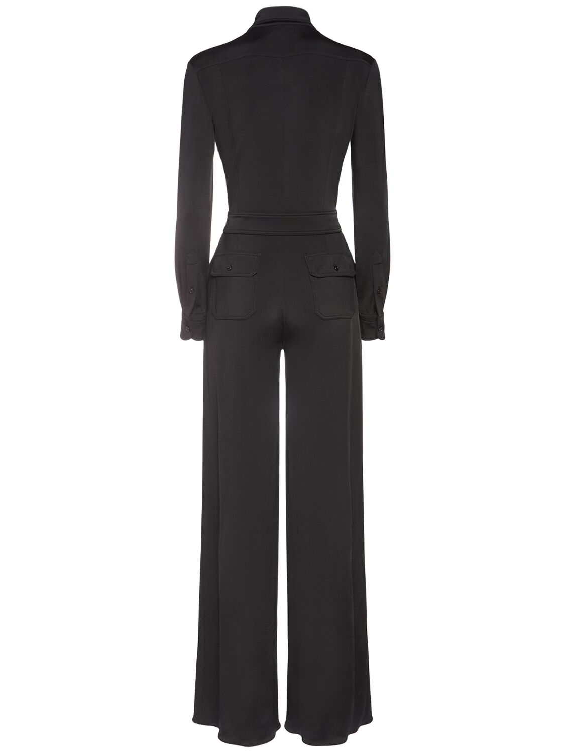 Shop Tom Ford Stretch Satin Long Jumpsuit In Black