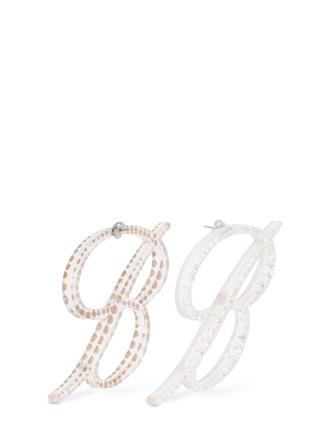 Shop Blumarine B Logo Plexi & Crystal Earrings In Clear,crystal