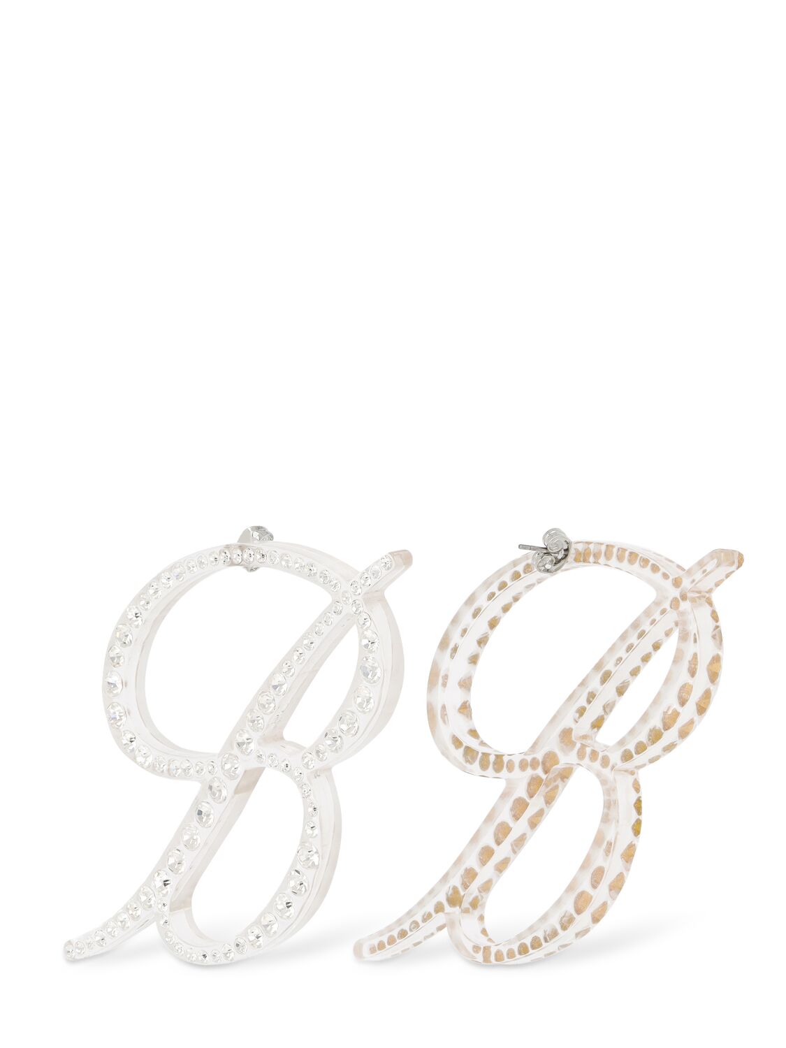 Shop Blumarine B Logo Plexi & Crystal Earrings In Clear,crystal