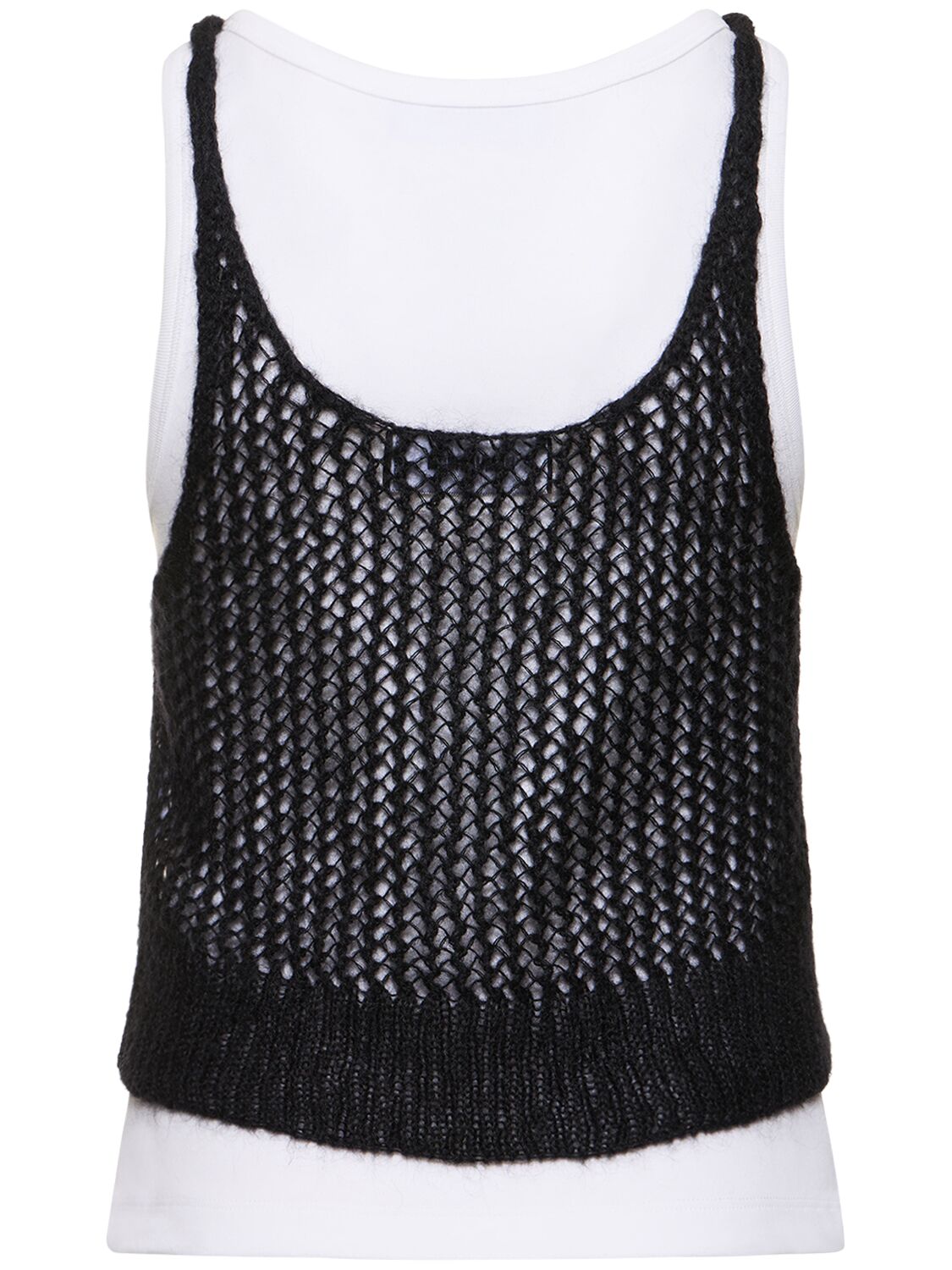 Shop Dsquared2 Layered Mohair Blend & Jersey Tank Top In Black,white