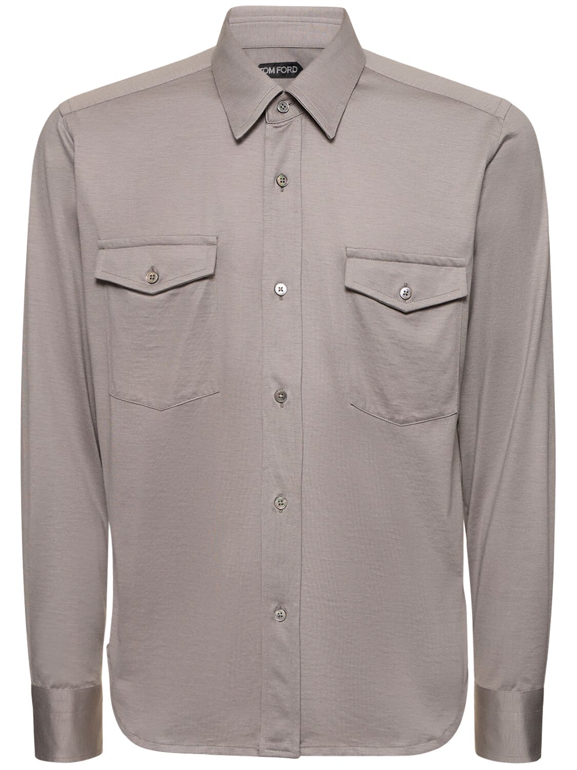Tom Ford Fluid Silk & Cotton Shirt In Grey