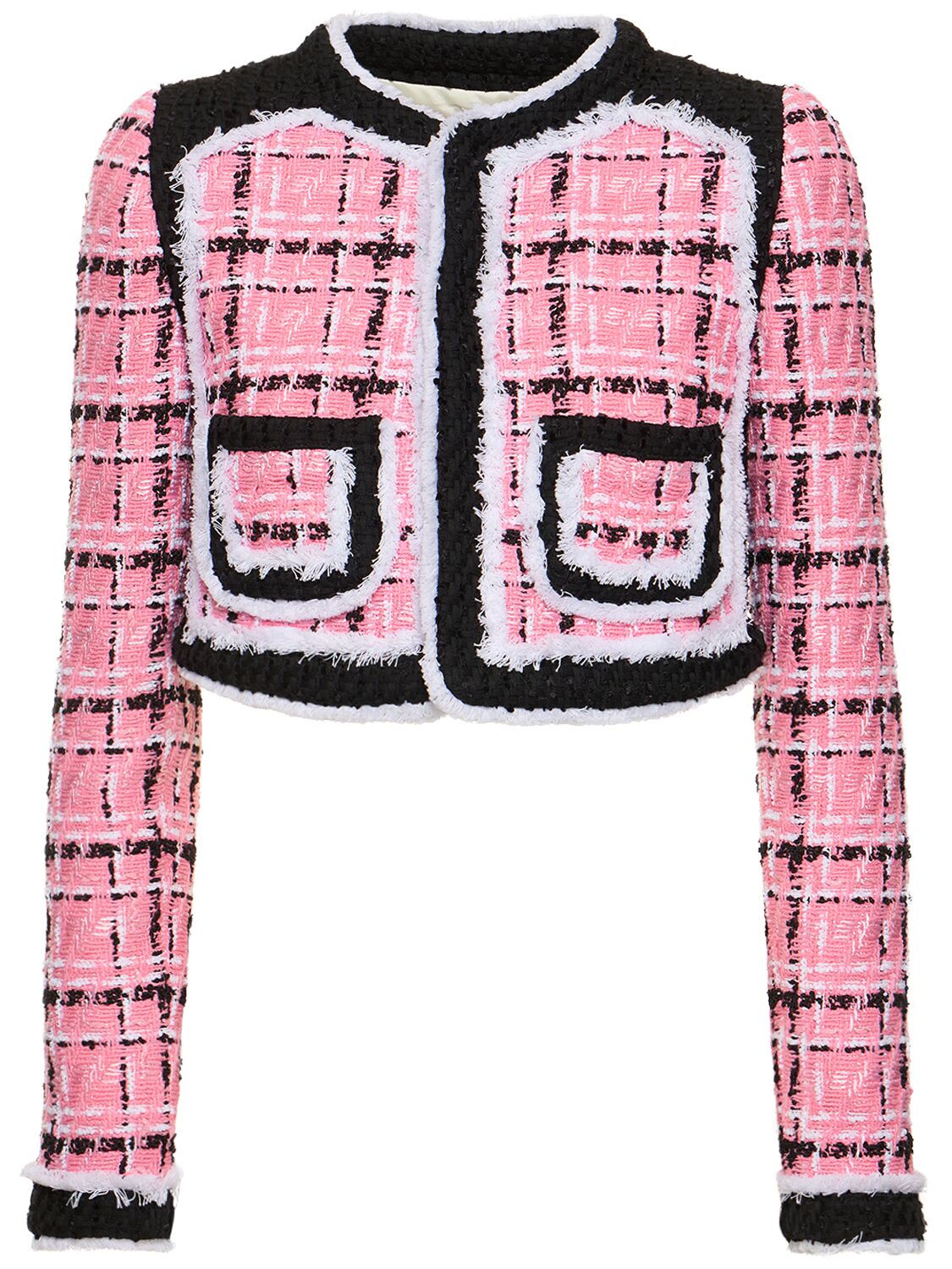Image of Bouclé Collarless Cropped Jacket