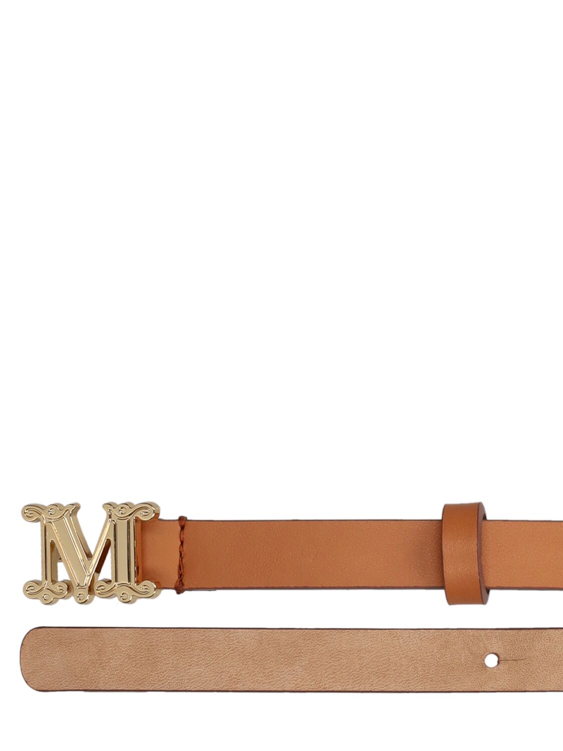 Shop Max Mara 1.5cm Graziata Leather Belt In Cuoio Vegetale