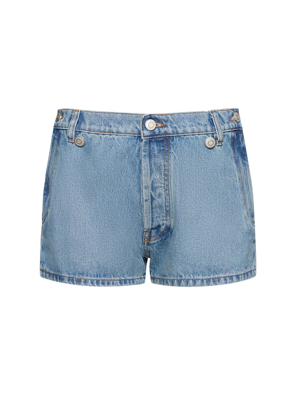 Open-hip Cotton Denim Shorts