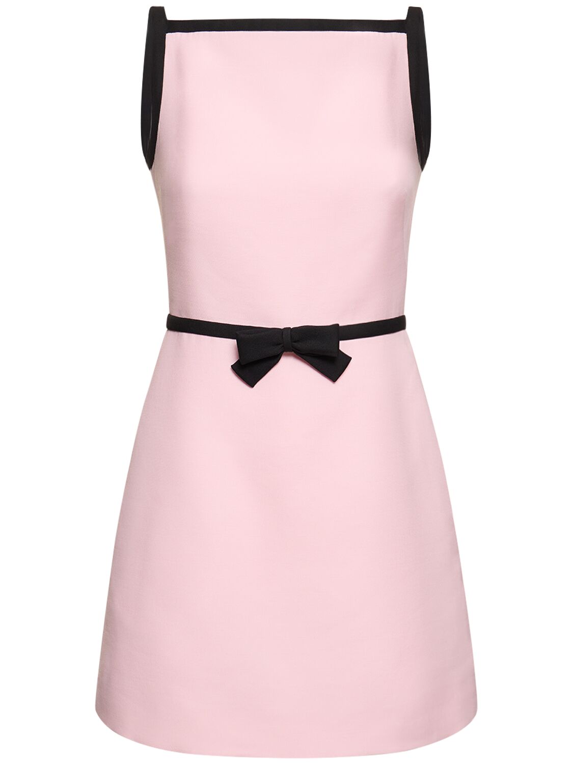 Valentino Wool & Silk Crepe Mini Dress W/bow In Pink,black