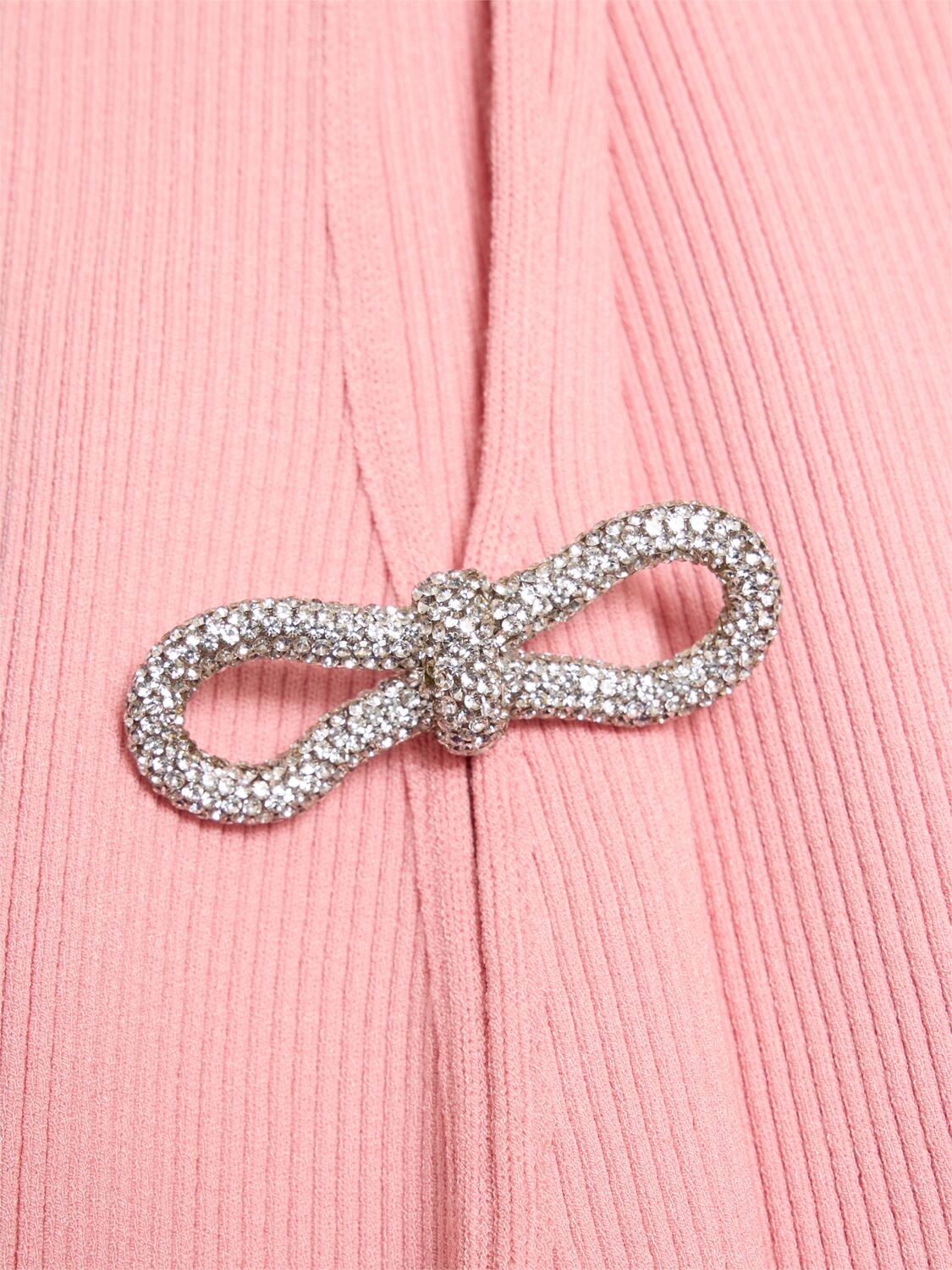 Shop Mach & Mach Embellished Stretch Knit Maxi Dress In Pink