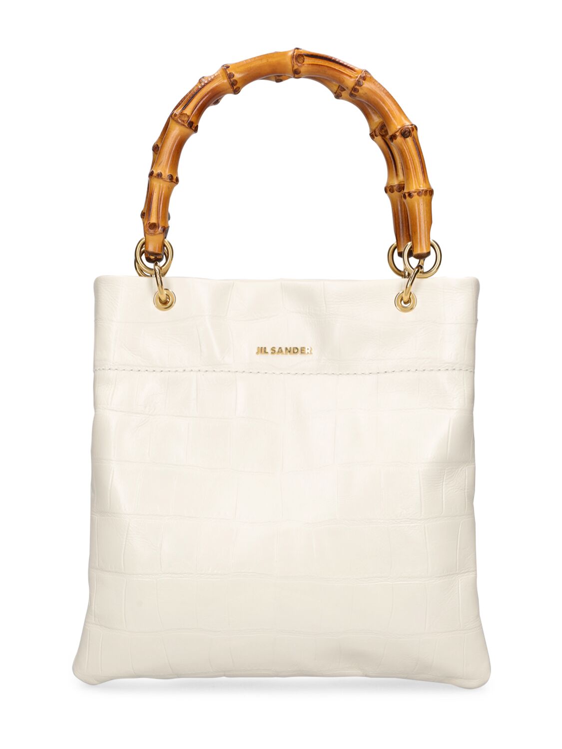 Jil Sander Small Leather Top Handle Bag In Eggshell