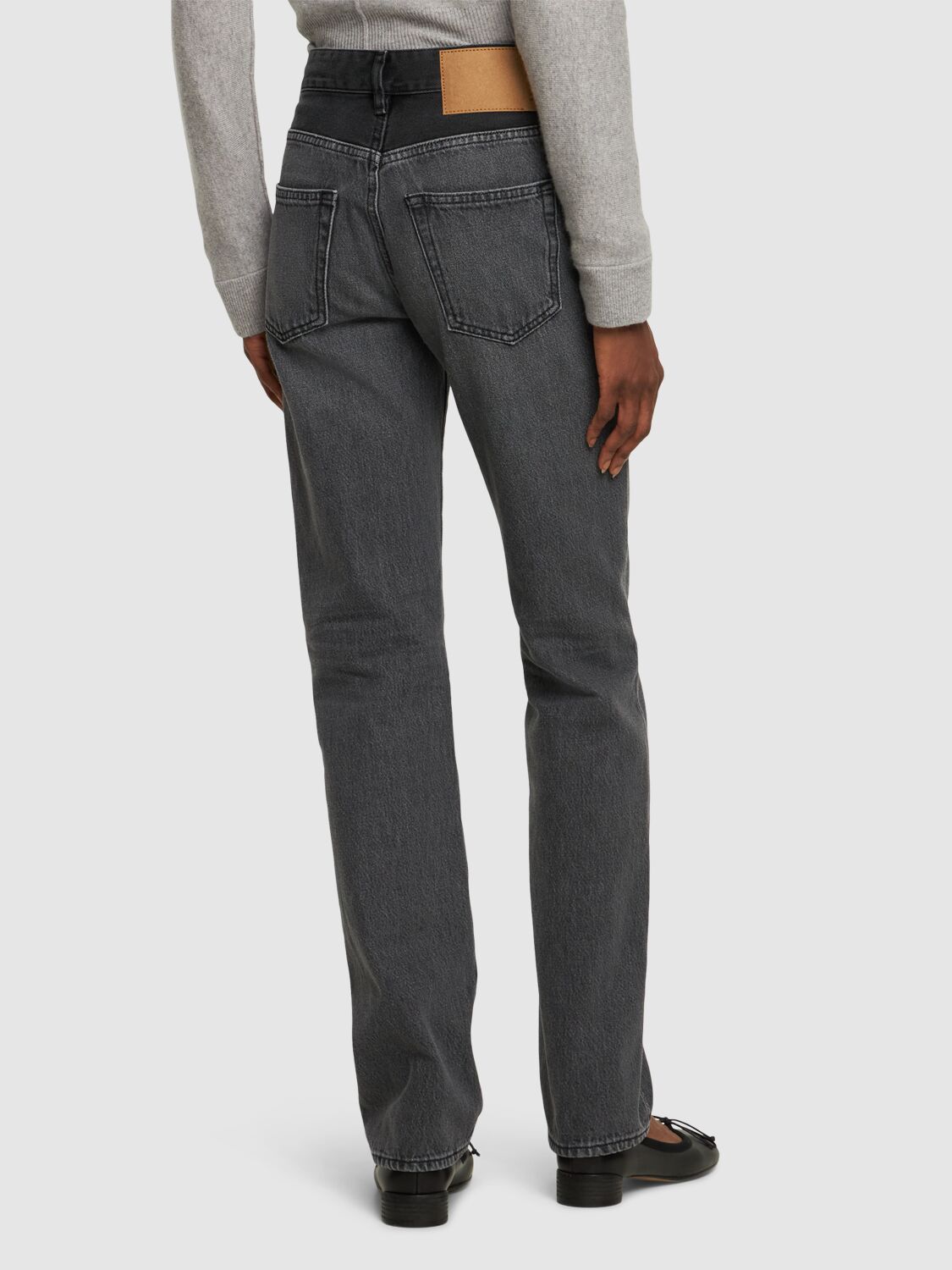 Shop Mm6 Maison Margiela High Rise Straight Cotton Jeans In Grey