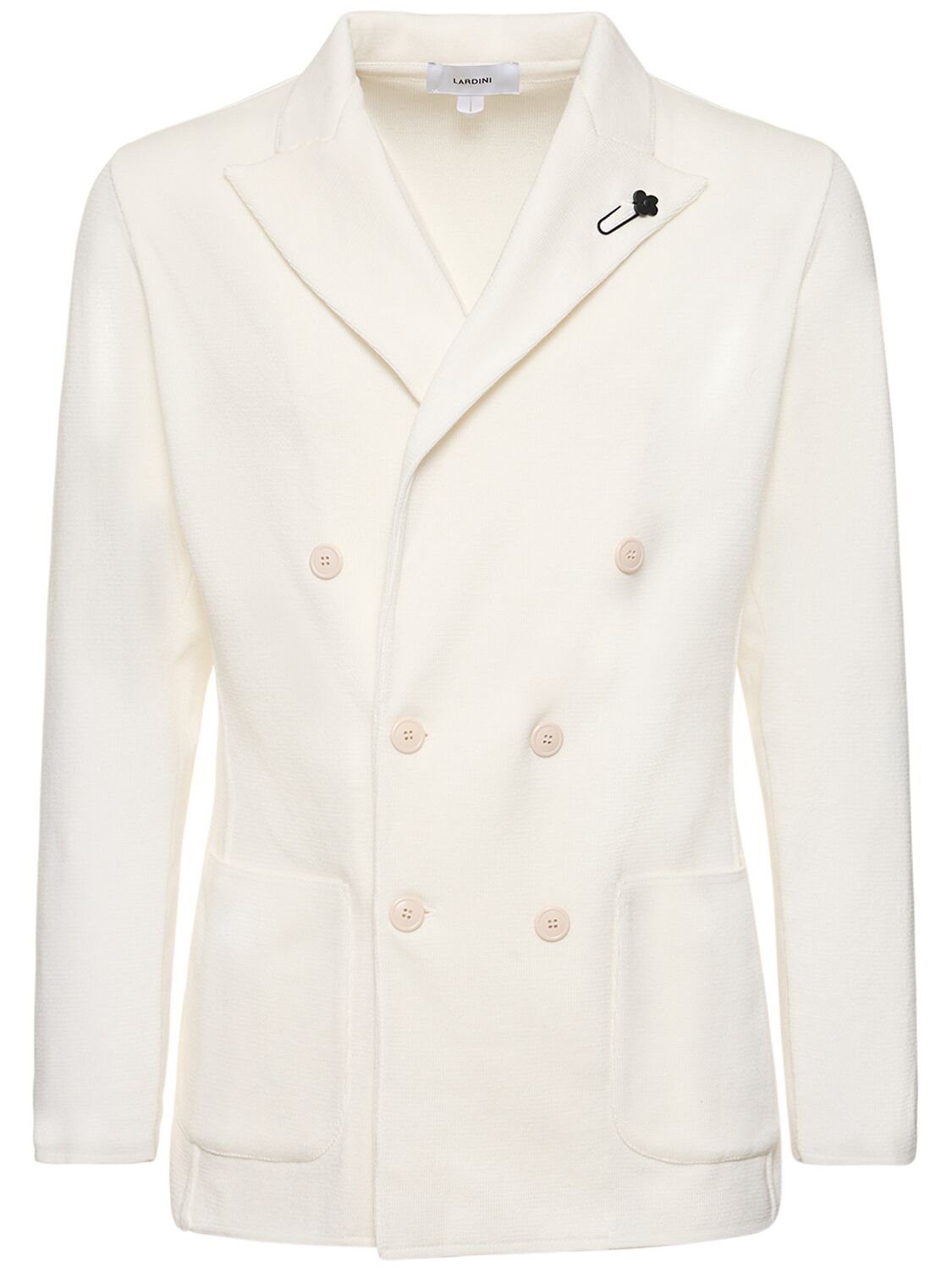 Lardini Double Breast Cotton Knit Jacket In White