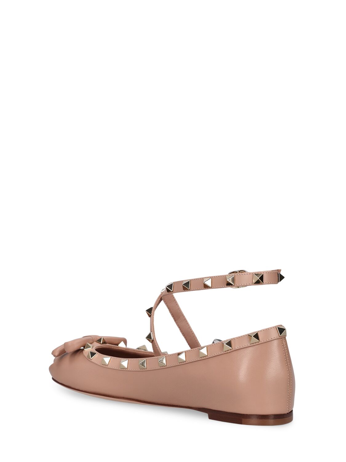 Shop Valentino Rockstud Leather Flats In Blush