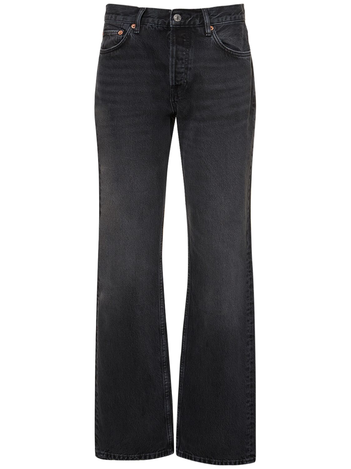 Re/done Easy Straight Cotton Denim Jeans In Black