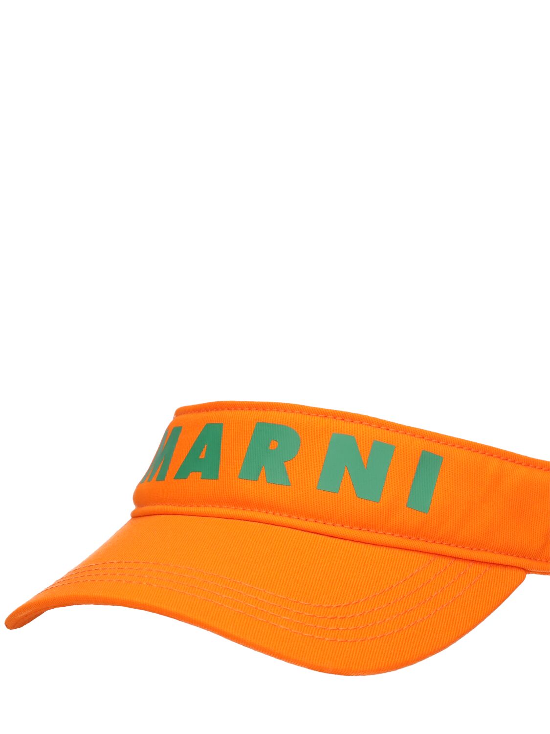 Shop Marni Junior Cotton Gabardine Visor In Orange