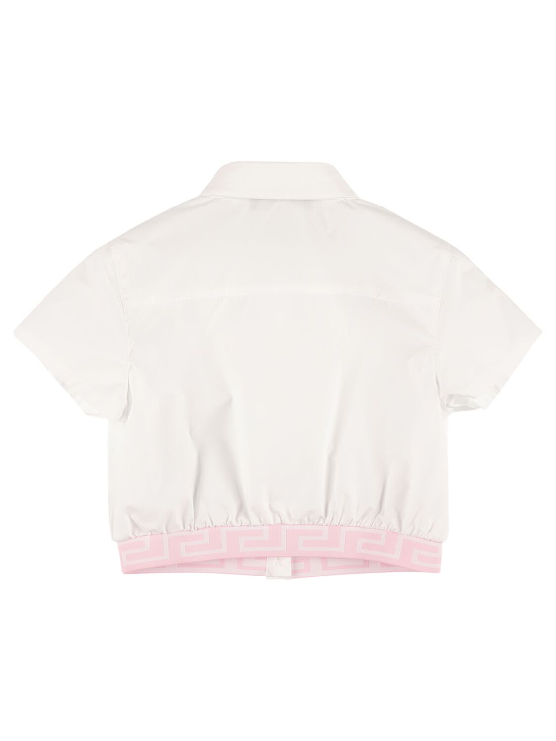 Shop Versace Embroidered Cotton Poplin Shirt In White,pink