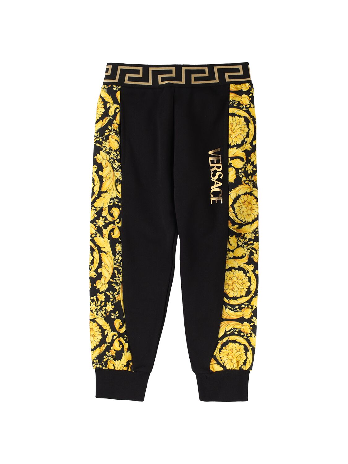 Versace Kids' Sweatpants With Baroque Print In Black,gold