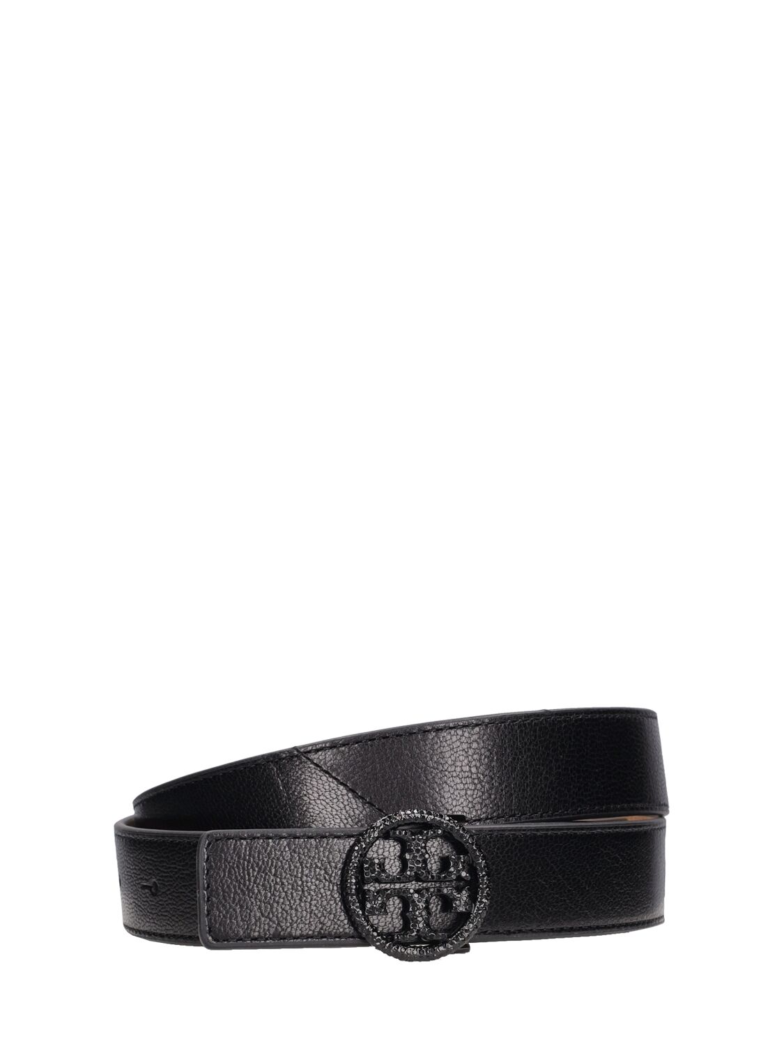 Tory Burch Miller Crystal Embellished Leather Belt In Perfect Black