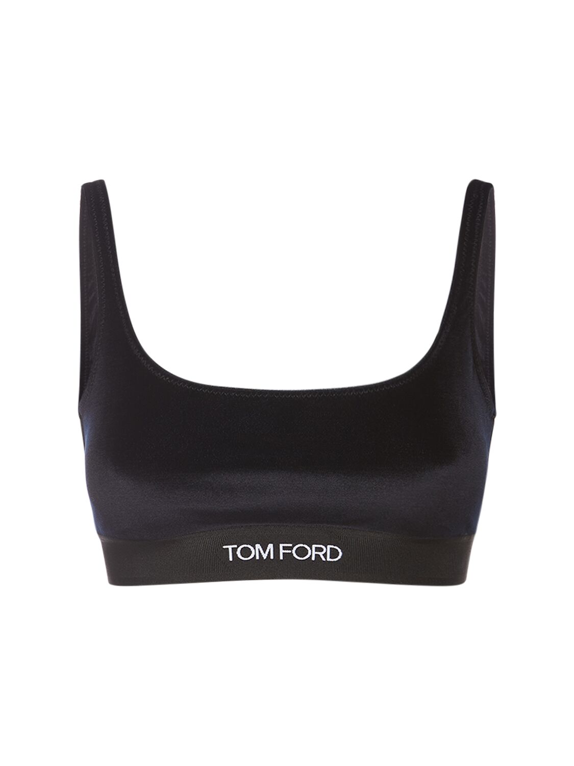 Tom Ford Stretch Velour Signature Bralette In Black