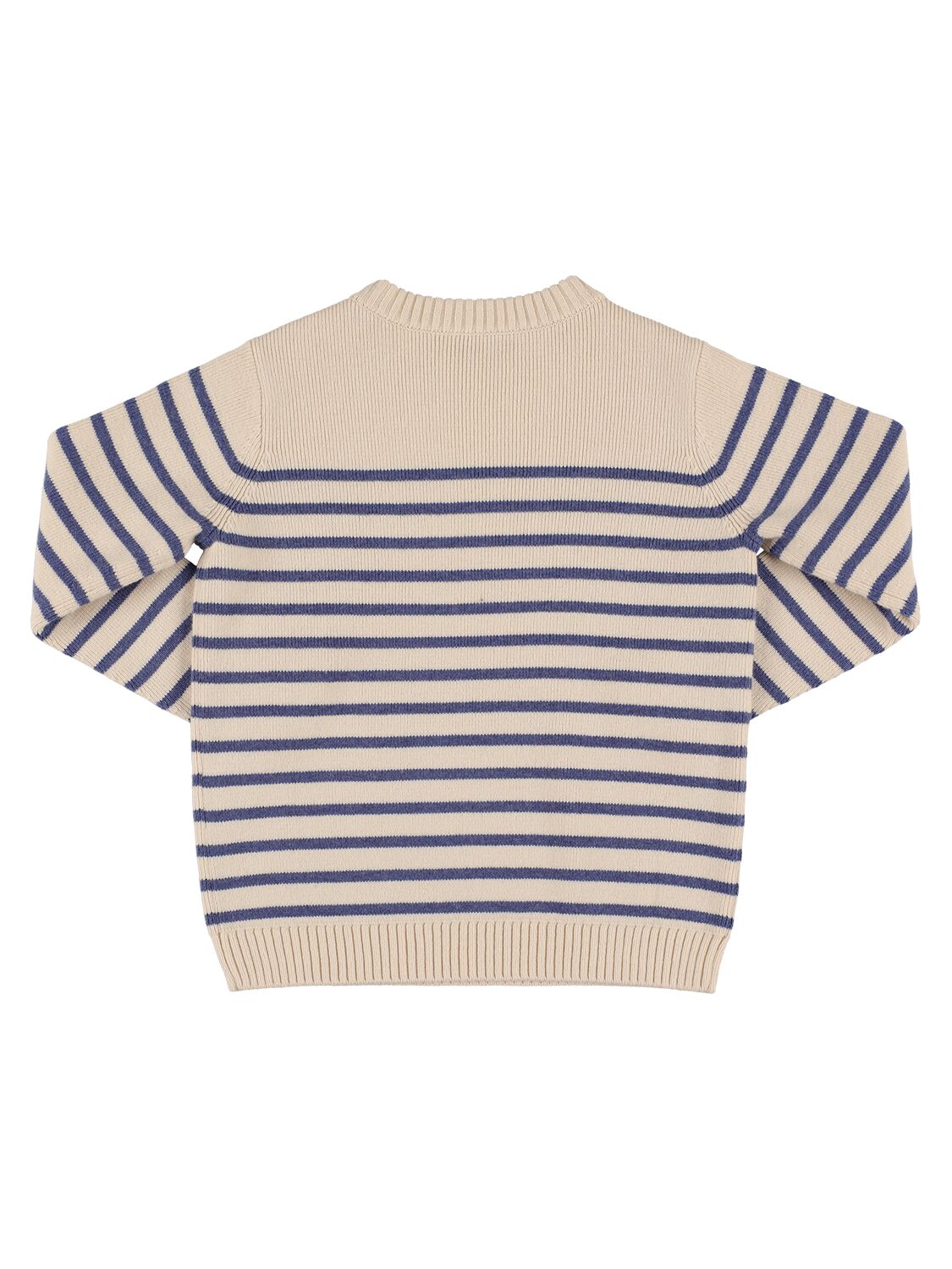 Shop Bonpoint Striped Cotton & Wool Knit Sweater In Off White