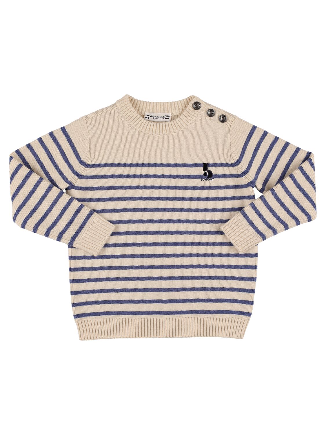 Bonpoint Kids' Striped Cotton & Wool Knit Jumper In Off White