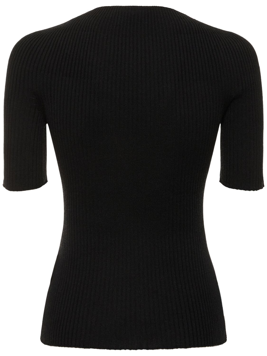 Shop Courrèges Solar Light Rib Cotton & Wool Sweater In Black
