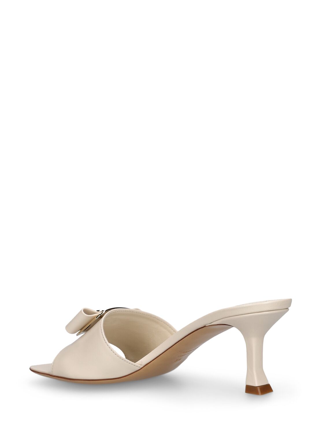 Shop Ferragamo 65mm Zelie Leather Mule Sandals In Off White