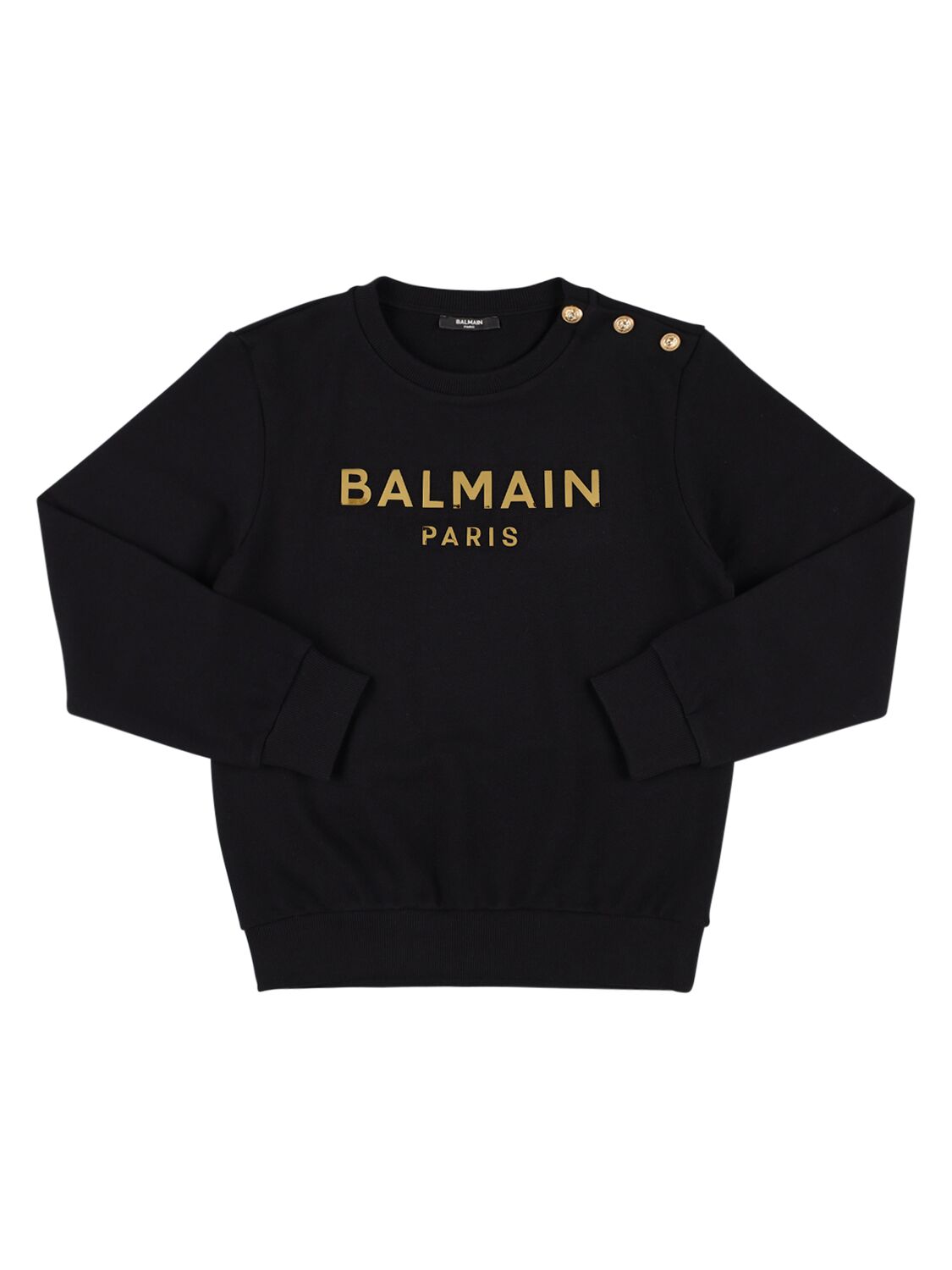 Balmain Kids' Organic Cotton Jersey Sweatshirt In Black