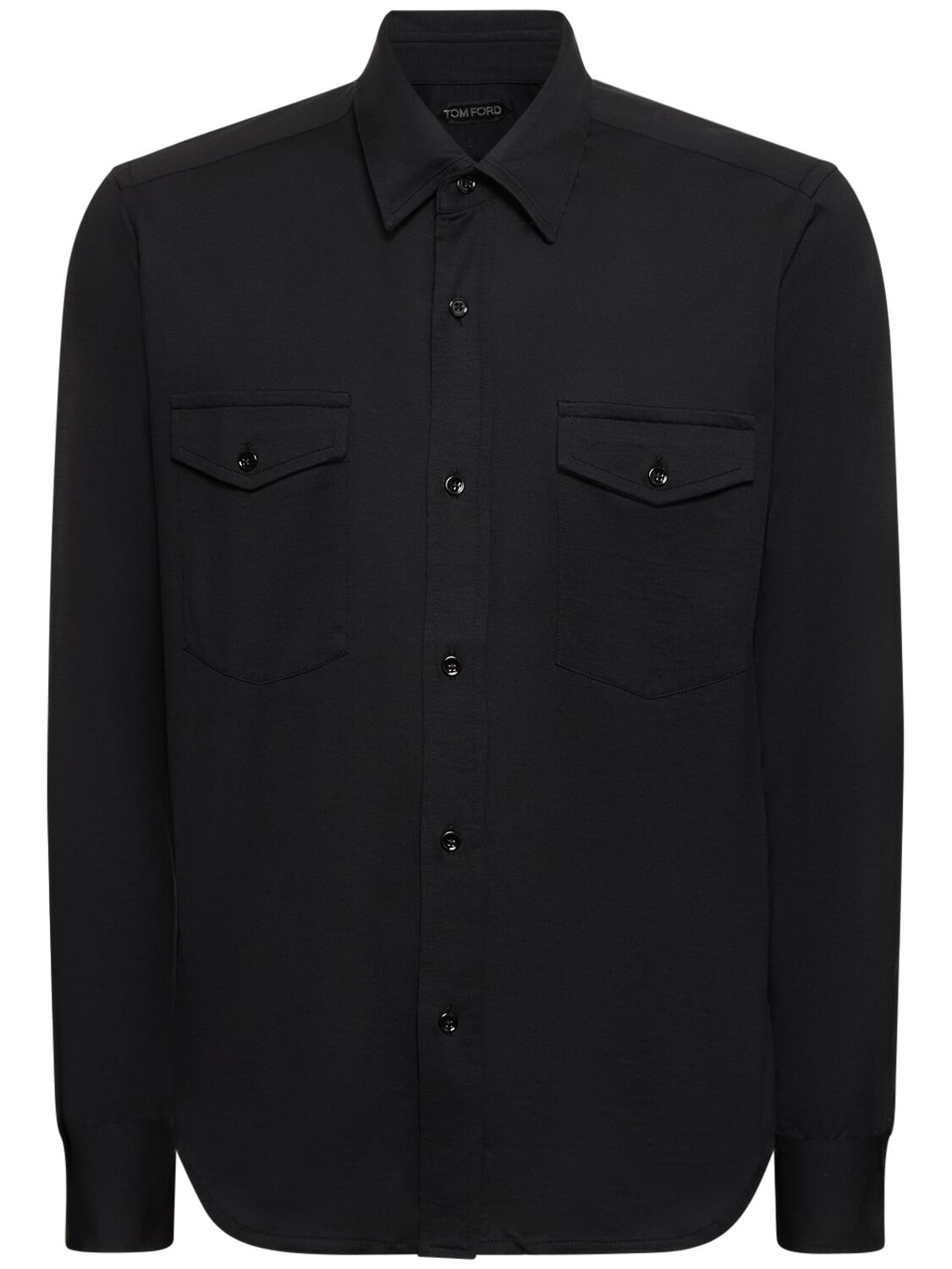 Tom Ford Fluid Silk & Cotton Shirt In Black