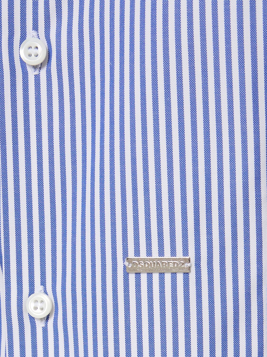 Shop Dsquared2 Striped Cotton Shirt In White,blue
