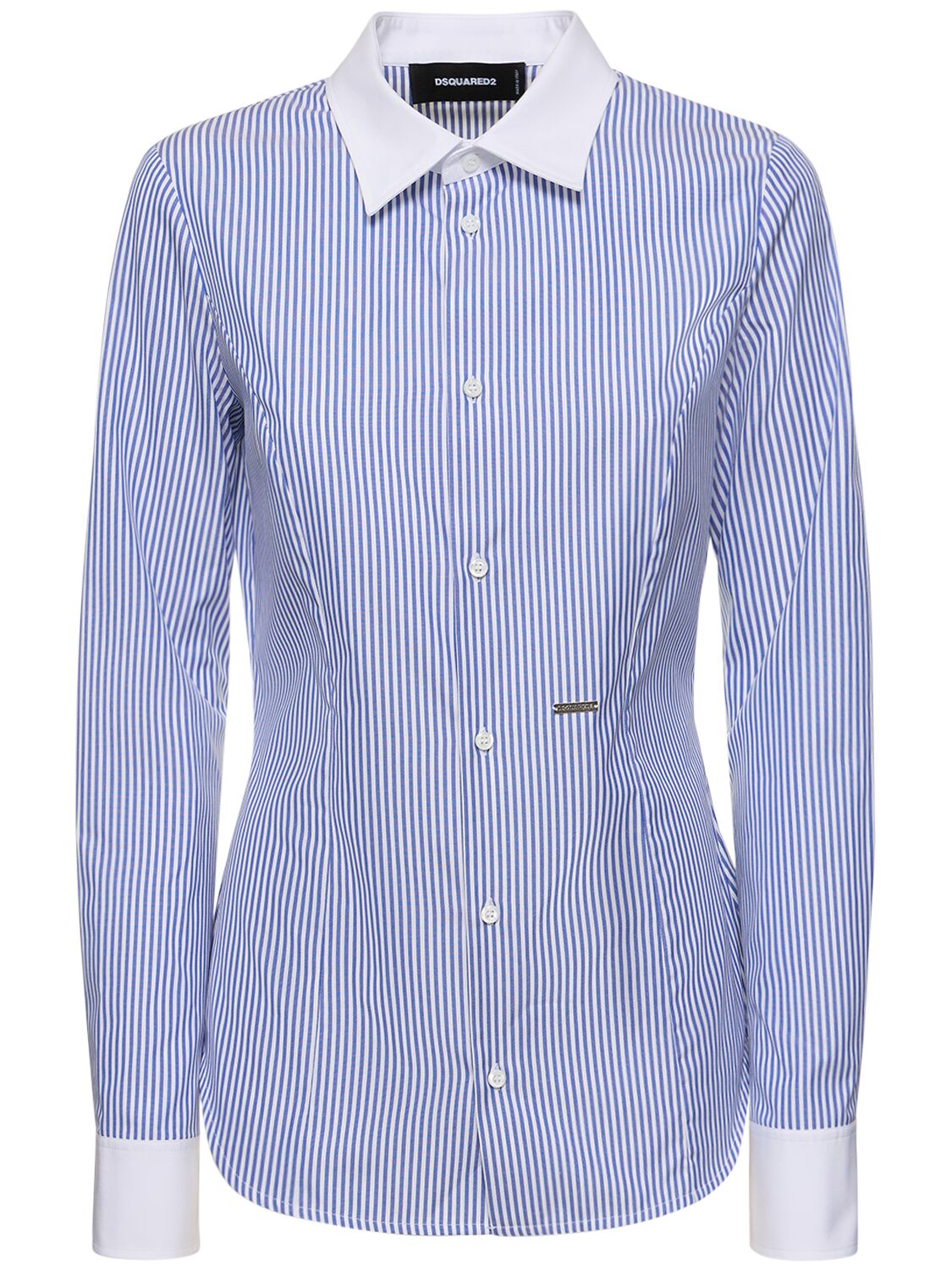 Dsquared2 Striped Cotton Shirt In White,blue