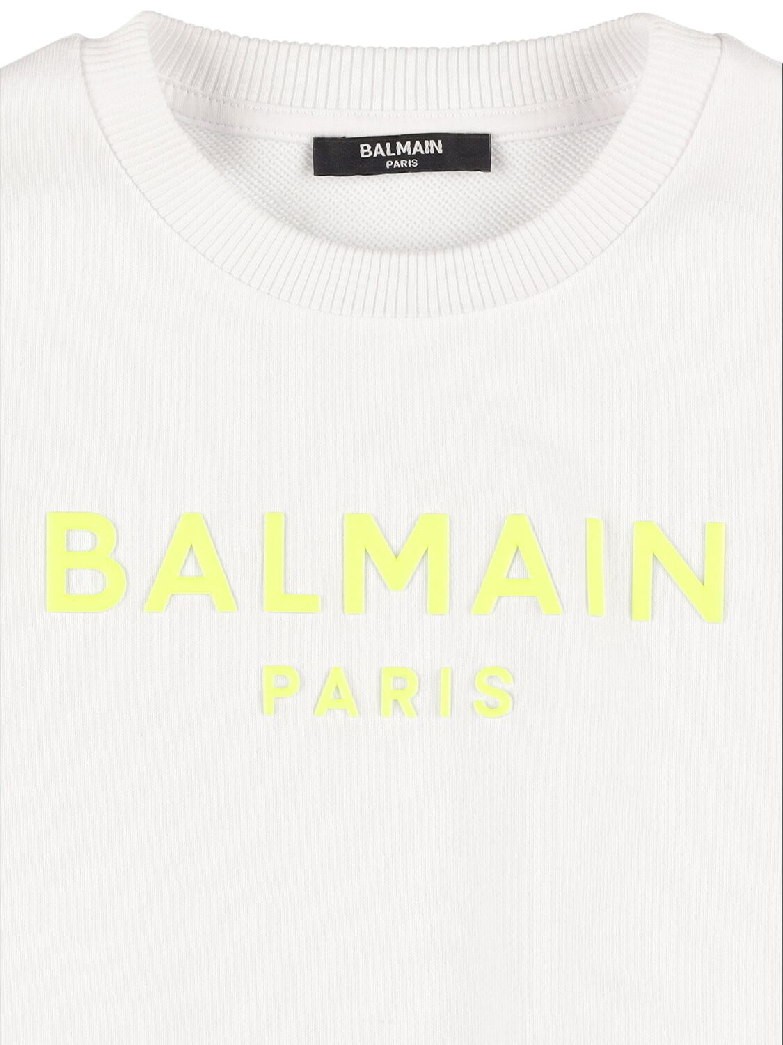 Shop Balmain Organic Cotton Sweatshirt In White,yellow