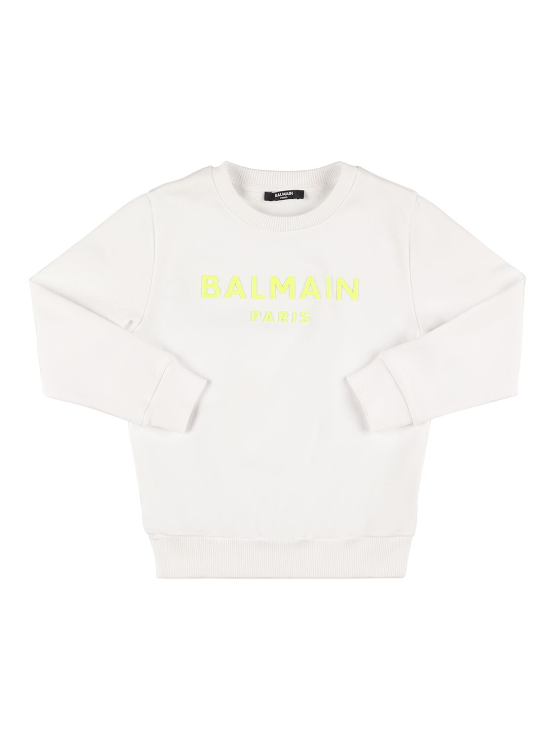 Balmain Kids' Organic Cotton Sweatshirt In White,yellow