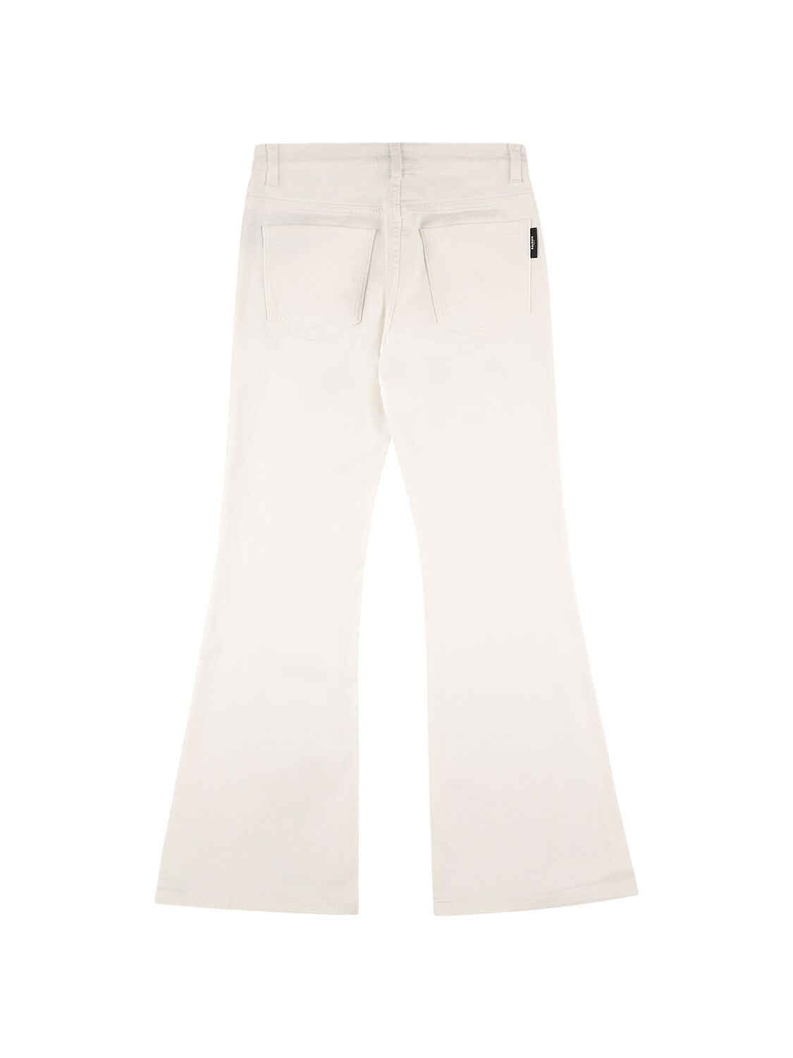 Shop Balmain Cotton Blend Flared Denim Jeans In White