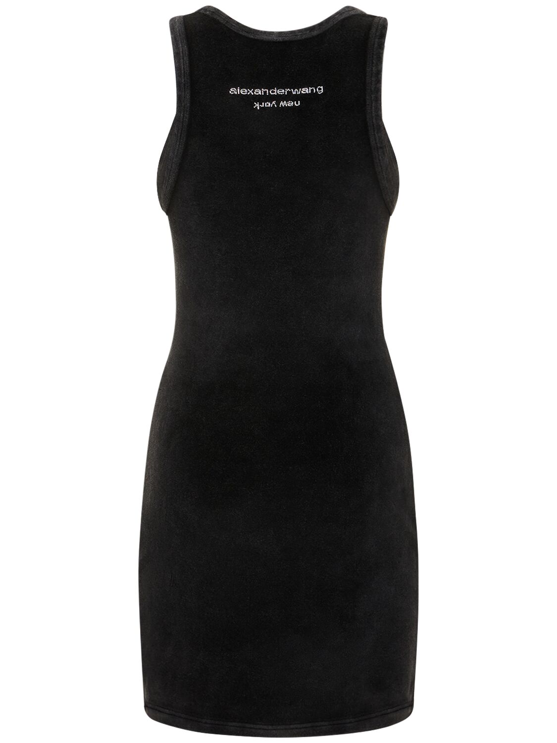 Alexander Wang Embellished Cotton Blend Tank Mini Dress In Black
