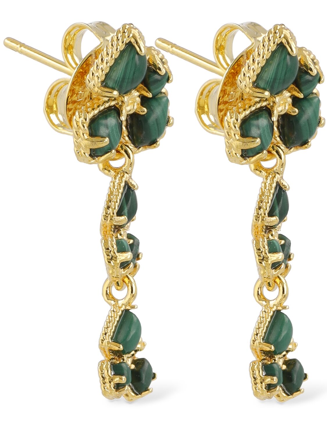 Shop Zimmermann Bloom Pendant Earrings In Gold,malachite
