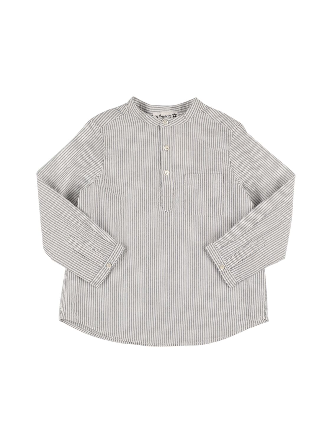 Bonpoint Kids' Cotton Shirt In Grey,white