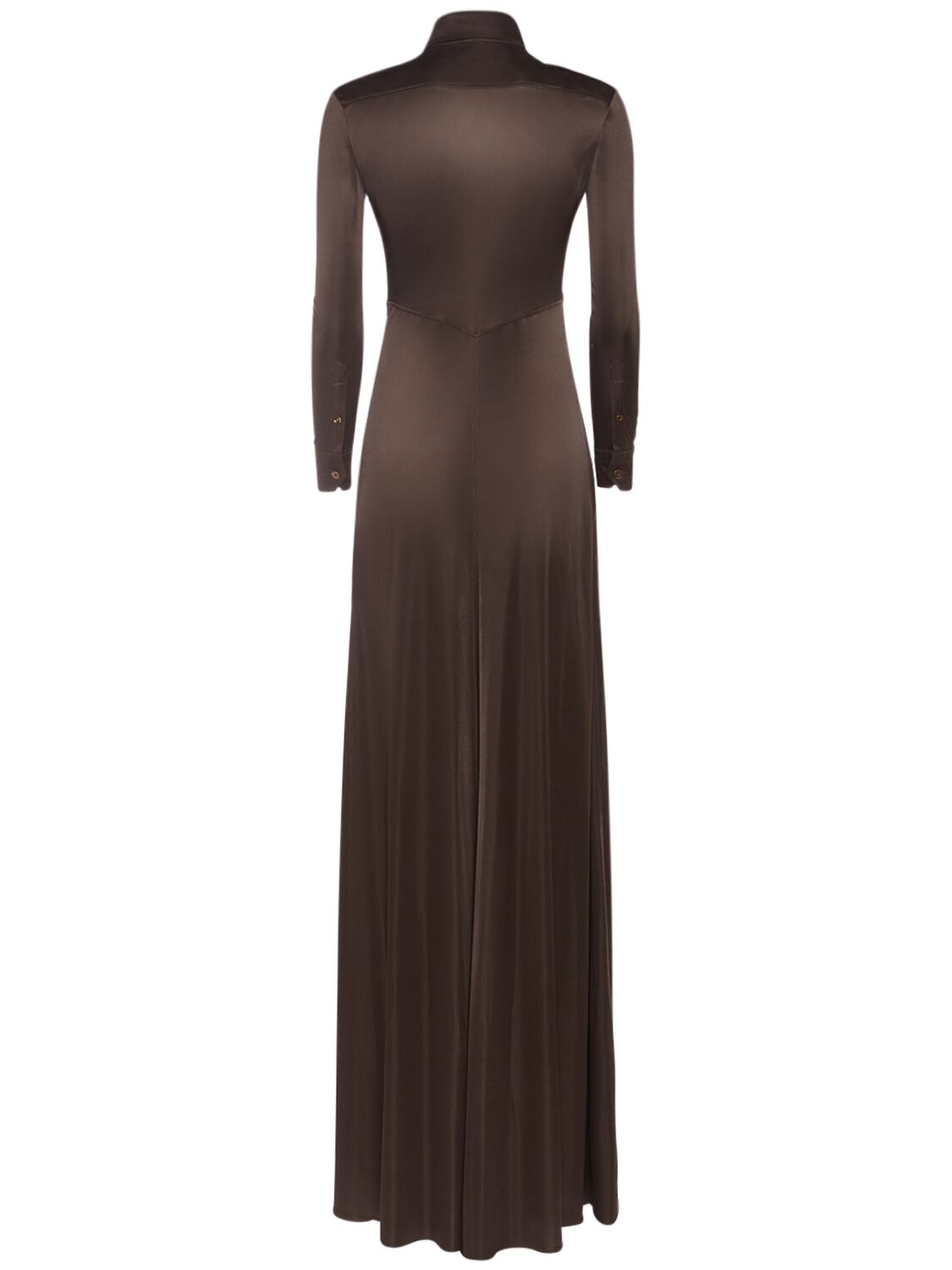 Shop Tom Ford Shimmery Jersey Long Dress In Deep Brown