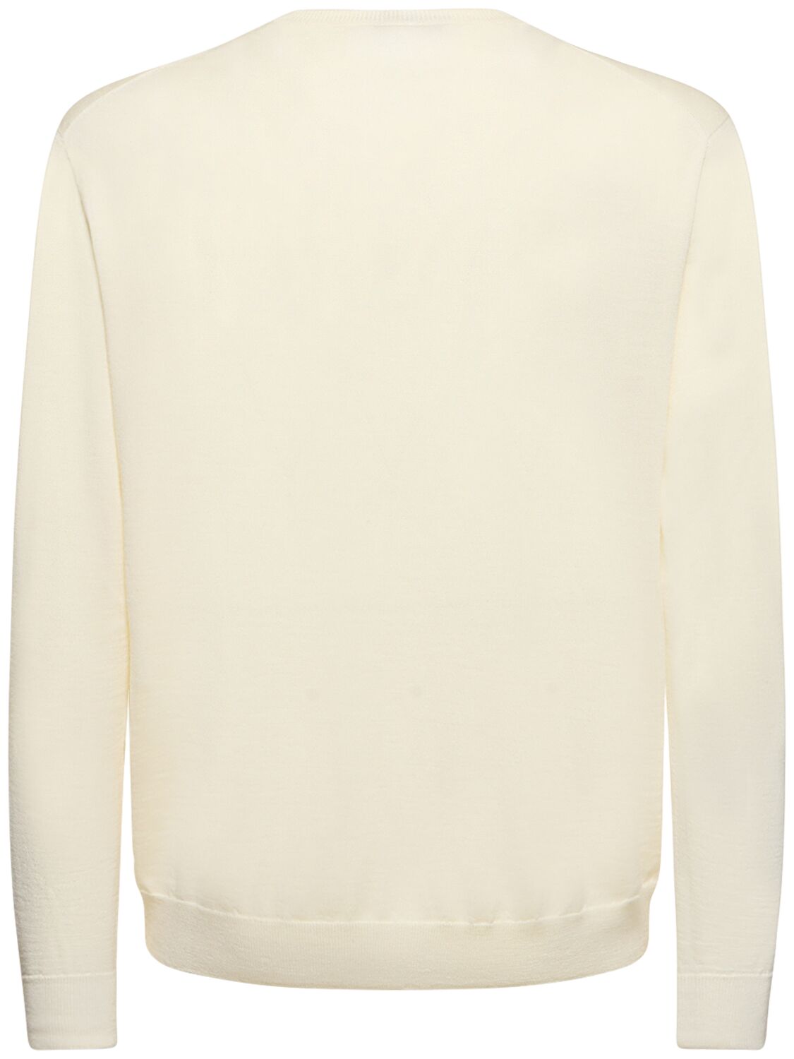 Shop Lardini Wool Blend Crewneck Sweater In Panna