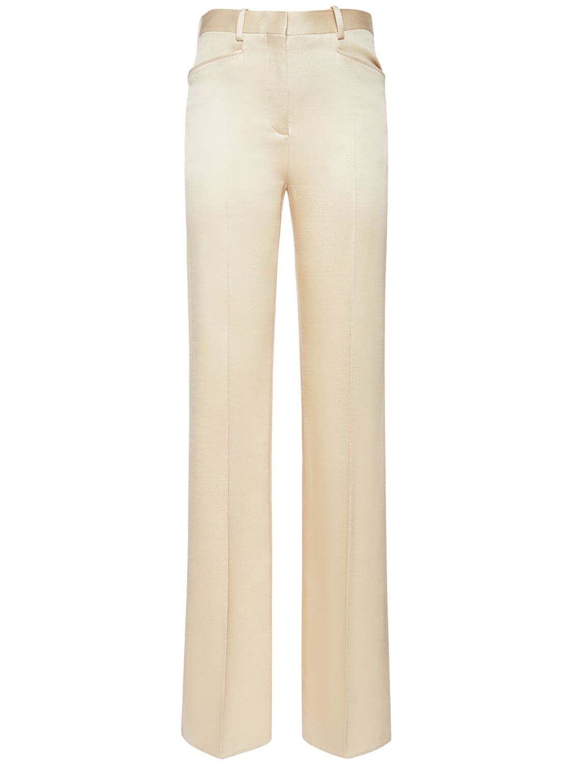 Tom Ford Silk & Wool Twill Bootcut Pants In White
