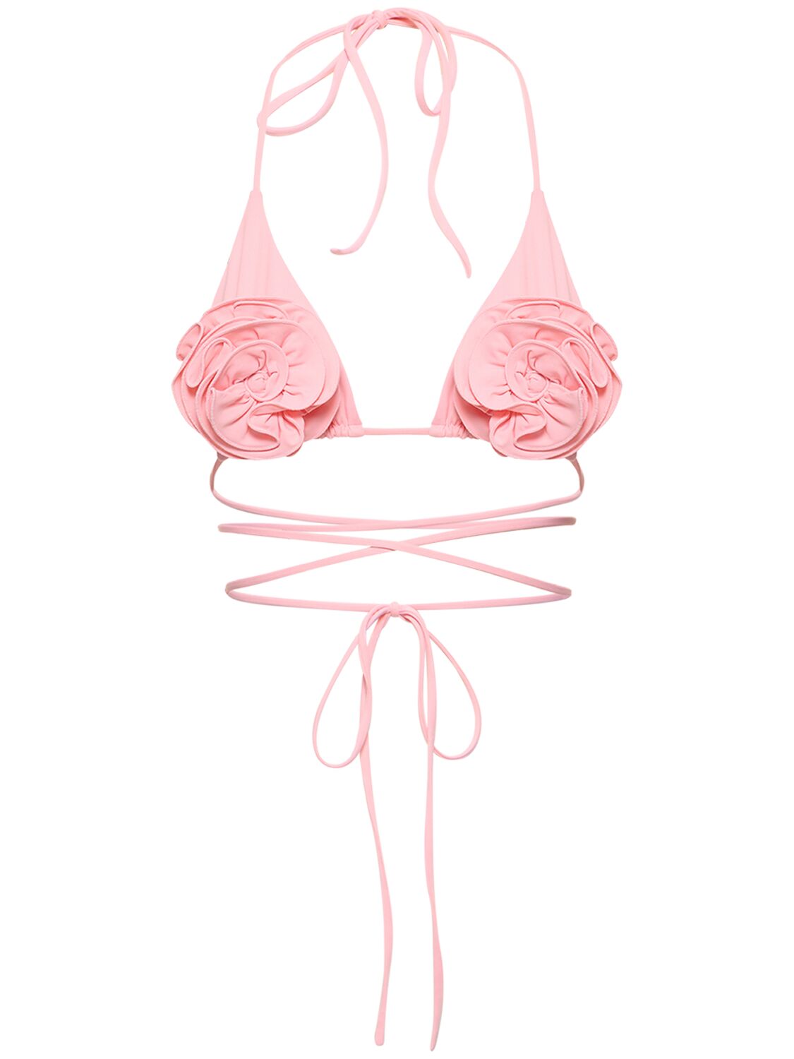 Magda Butrym Floral-appliqué Triangle Bikini Top In Pink