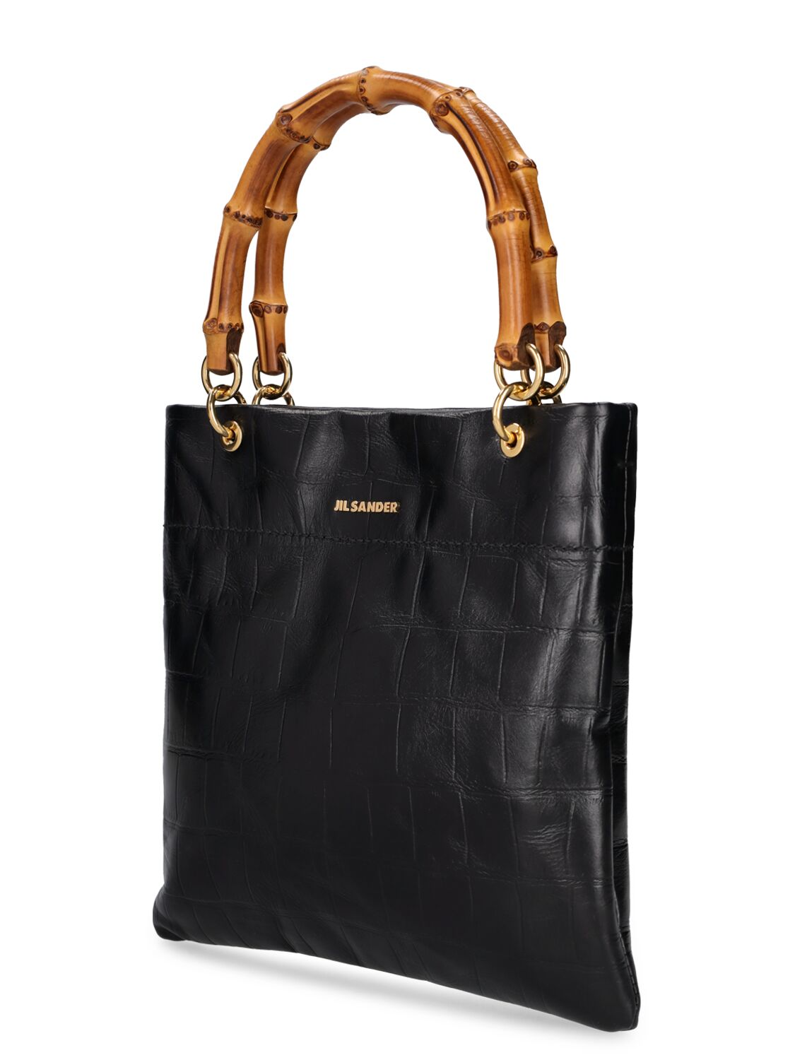 Shop Jil Sander Small Leather Top Handle Bag In Black