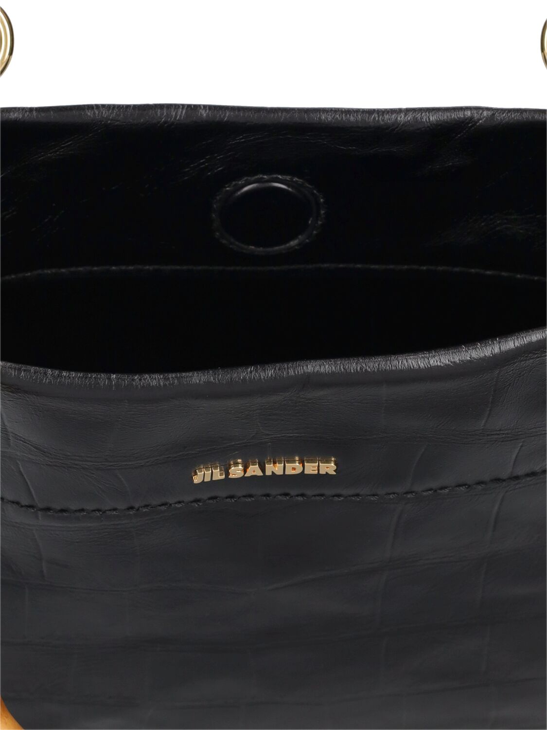 Shop Jil Sander Small Leather Top Handle Bag In Black