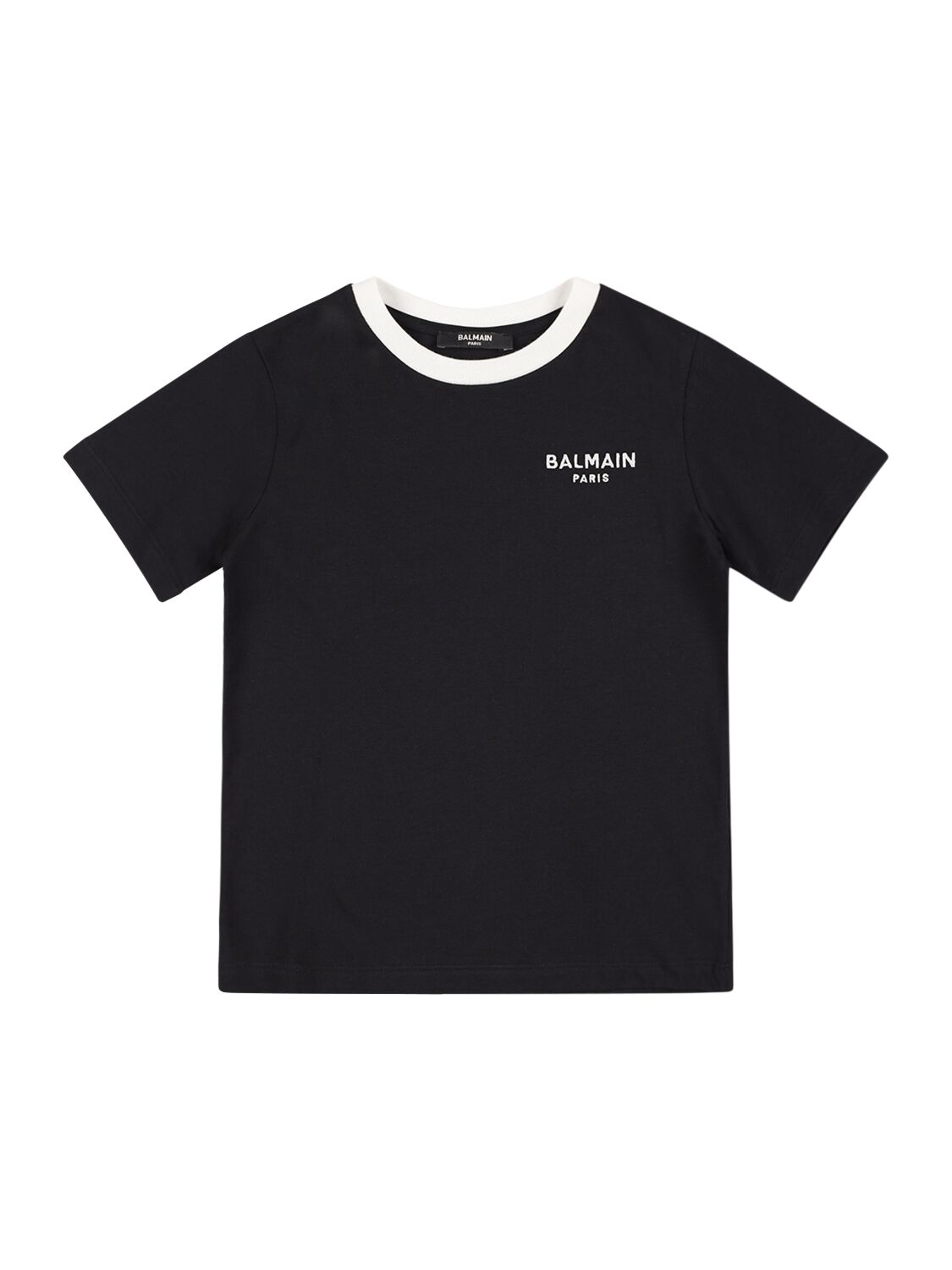 Balmain Kids' Organic Cotton Jersey T-shirt In Black