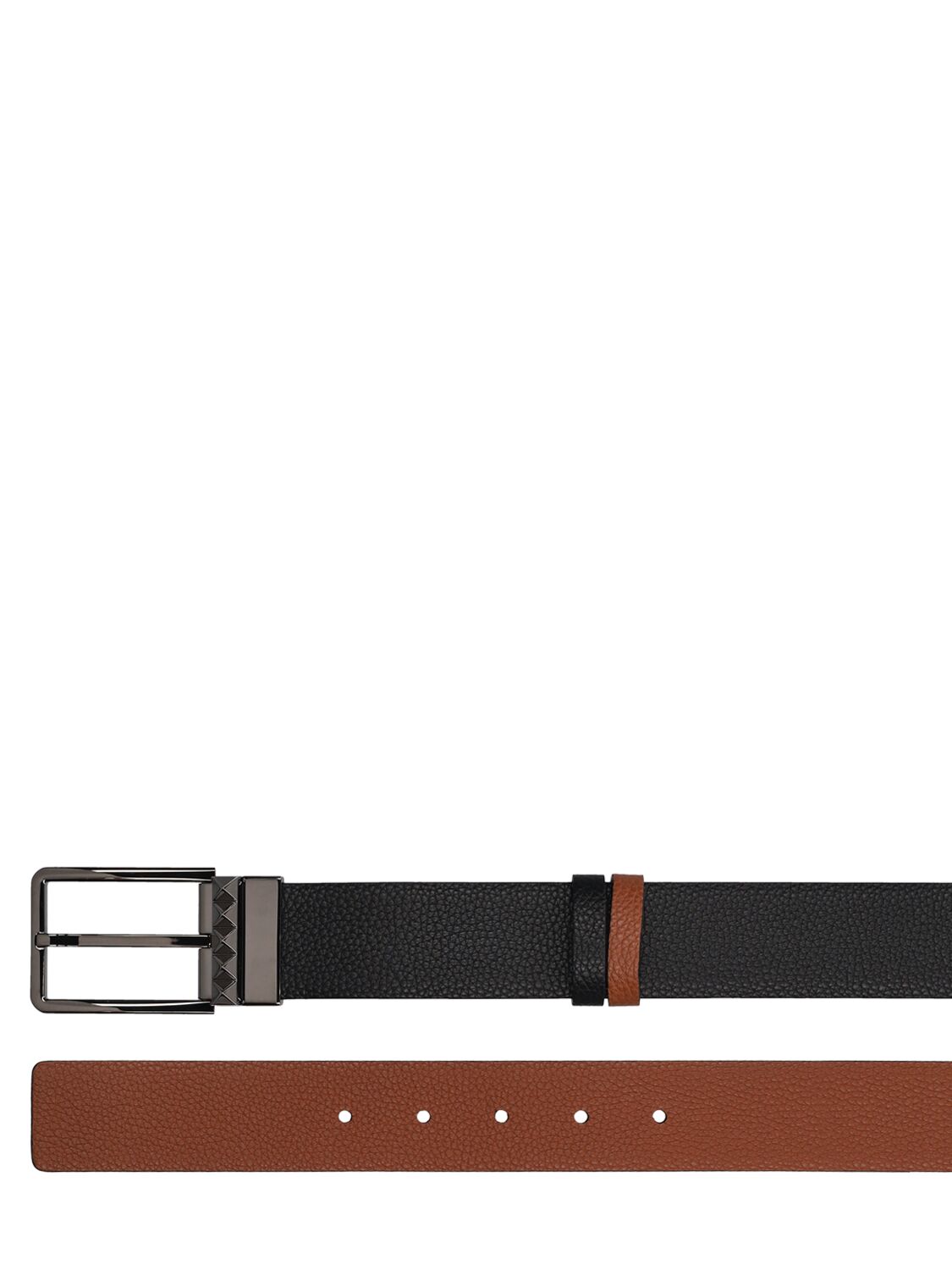 Shop Valentino 35mm Reversible Buckle Leather Belt In Brown,black