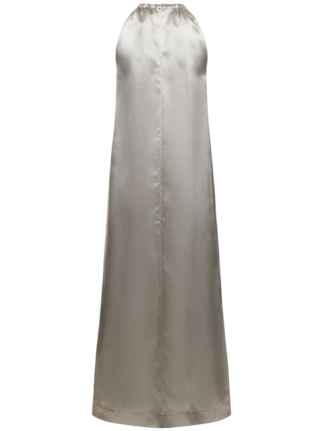 Shop Loulou Studio Morene Silk Blend Halter Neck Long Dress In Grey