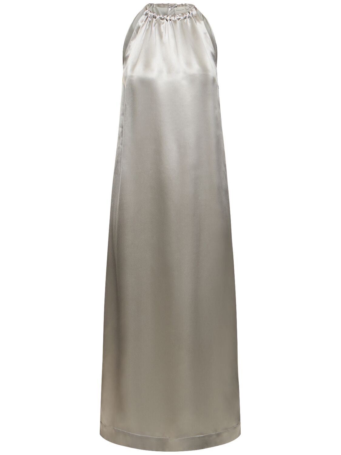 Loulou Studio Morene Silk Blend Halter Neck Long Dress In Grey