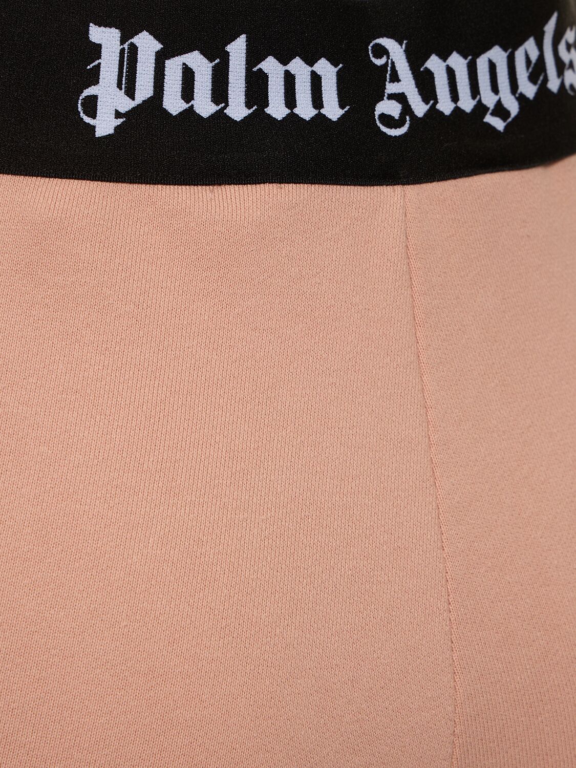 Shop Palm Angels Logo Tape Flared Cotton Sweatpants In Pink