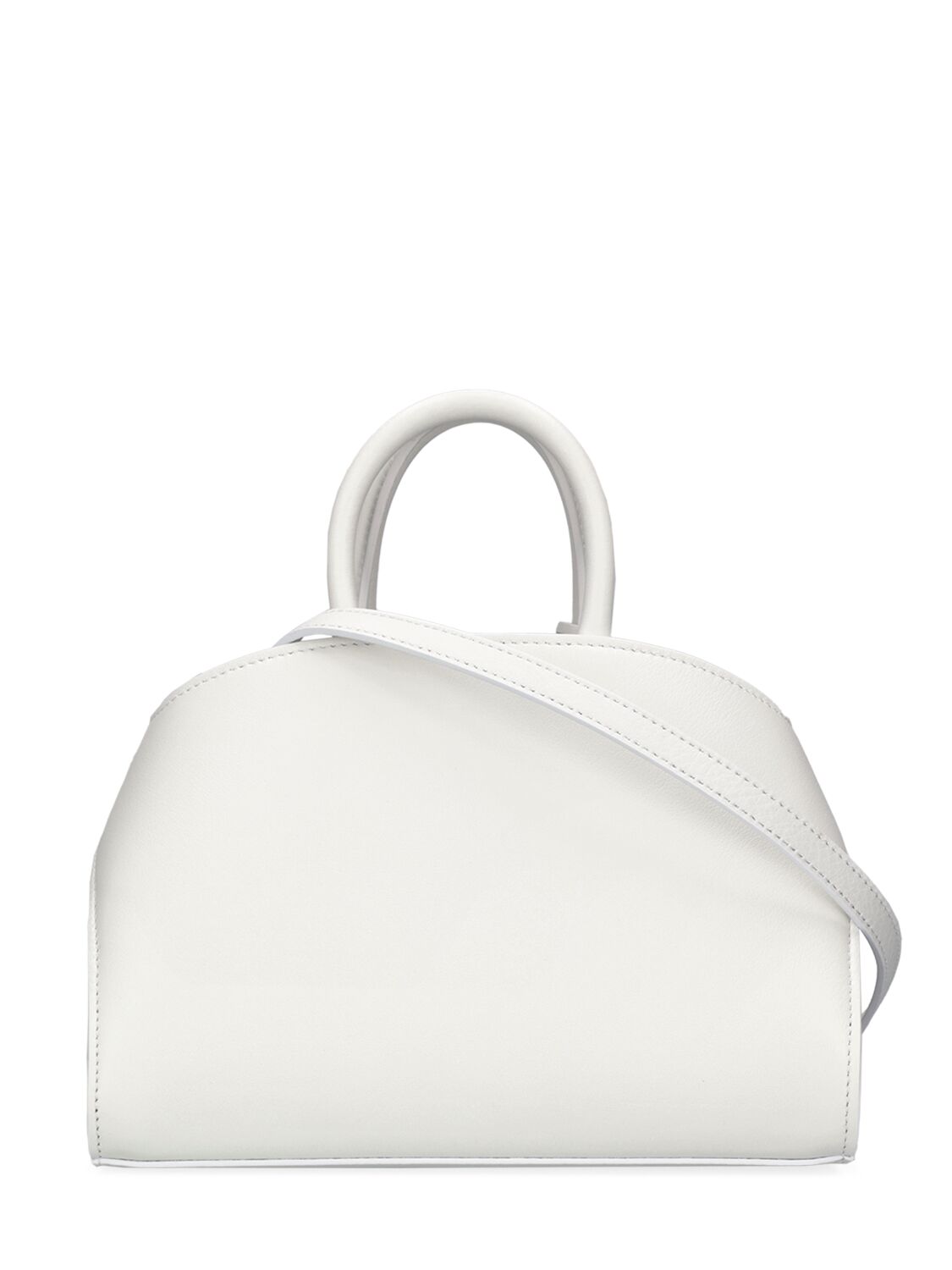 Shop Ferragamo Mini Hug Leather Top Handle Bag In Optic White