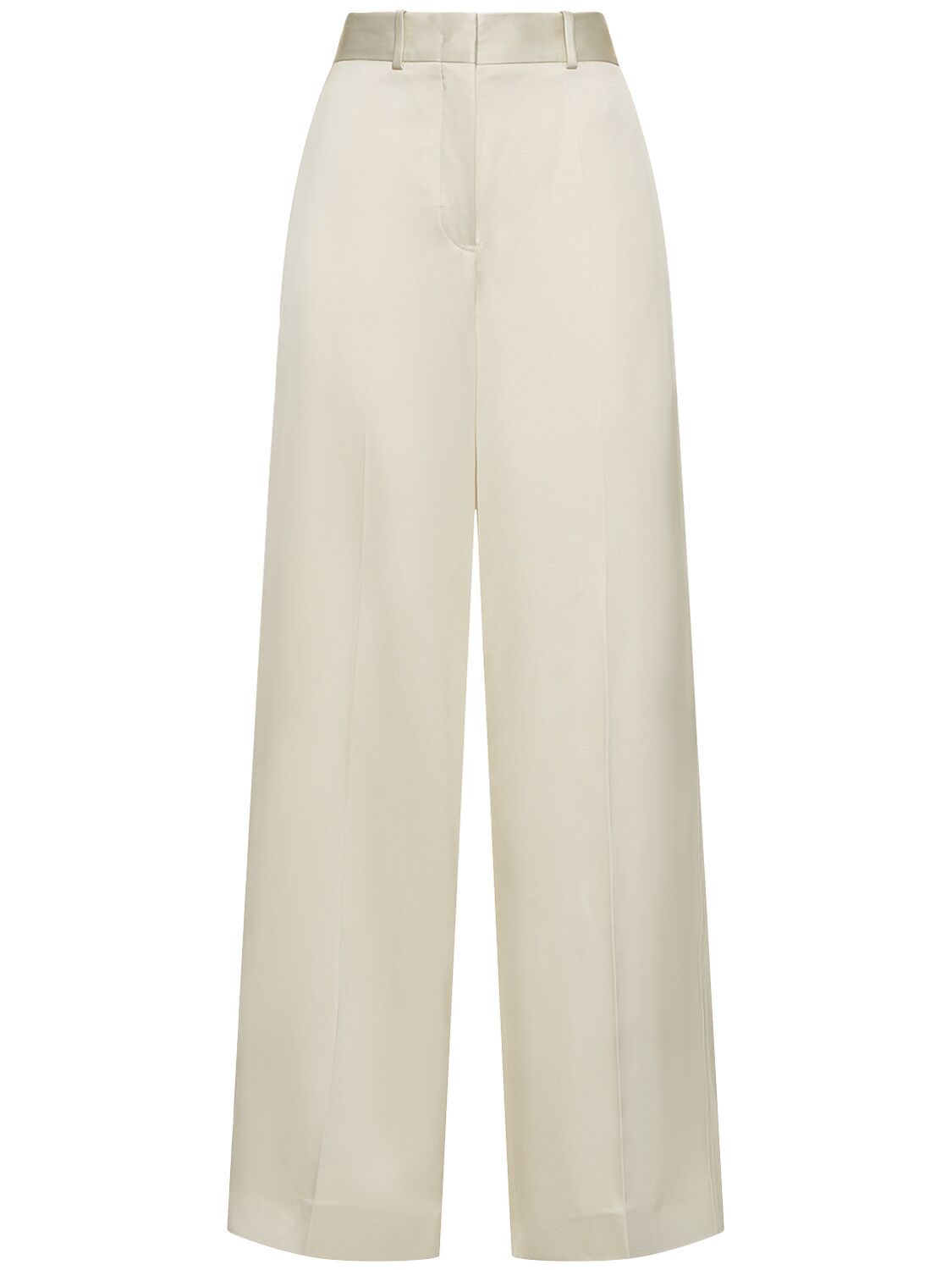 Jil Sander Pleated Silk-blend Wide-leg Pants In Ivory