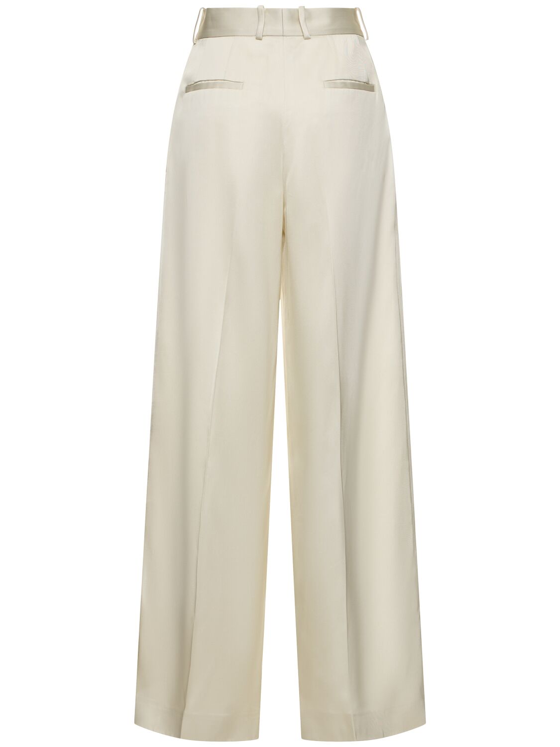 Shop Jil Sander Viscose & Silk Twill Wide Pants In Ivory